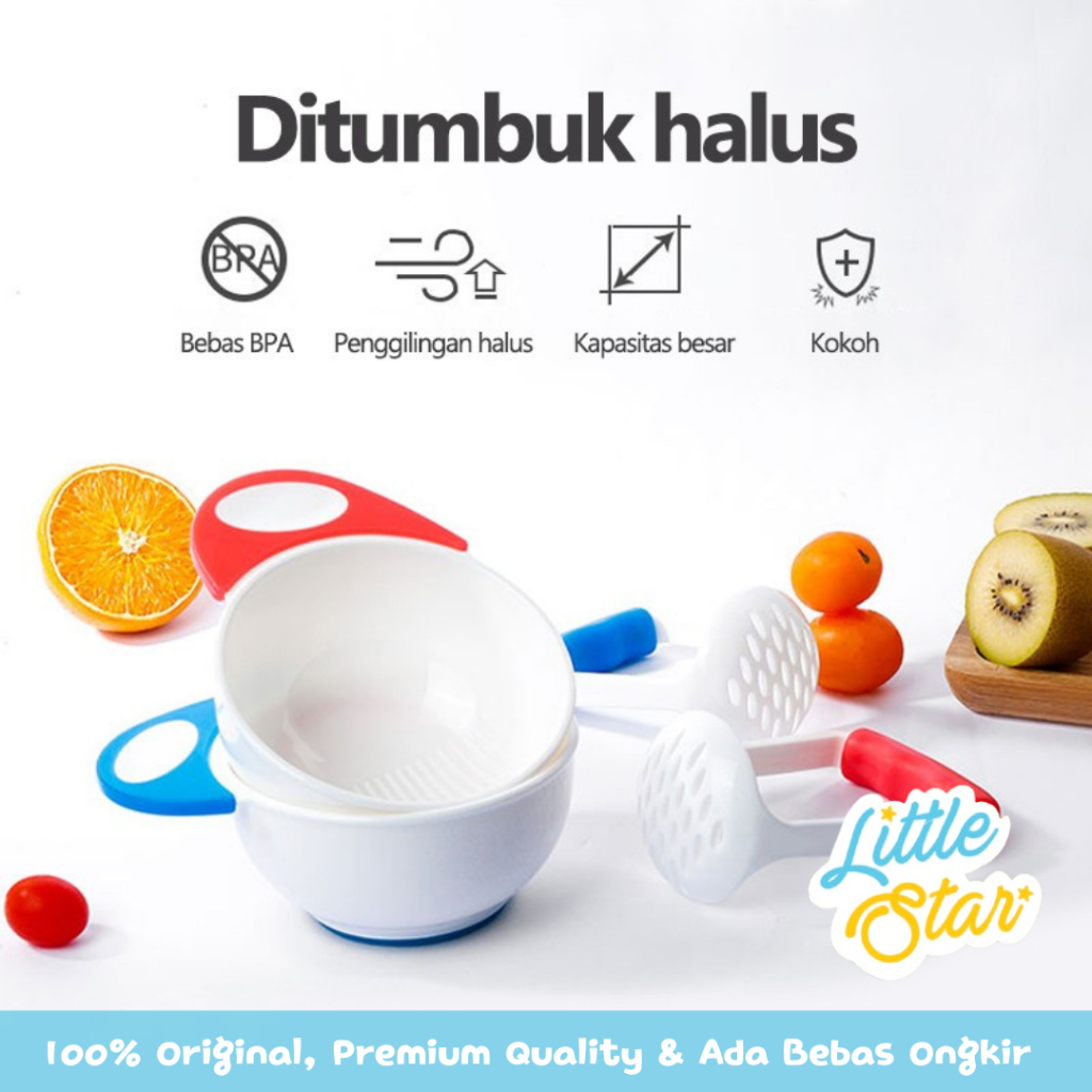 LS 5in1 Baby Food Maker Penghalus Makanan Bayi Mpasi Set Grinding Bowl Perlengkapan Makan Newborn Baru Lahir