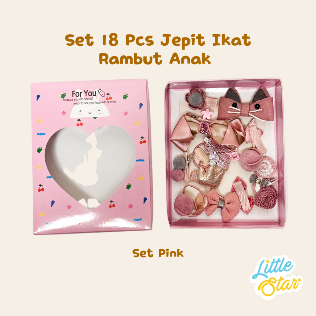 LS 18in1 Gift Set Pita Jepit Rambut Anak Perempuan Korea Fashion Lucu