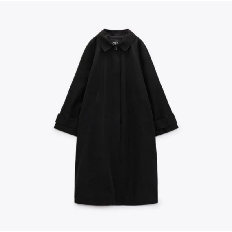 ZR Woman Water Repellent Trench Coat With Tabs Black Original Outer