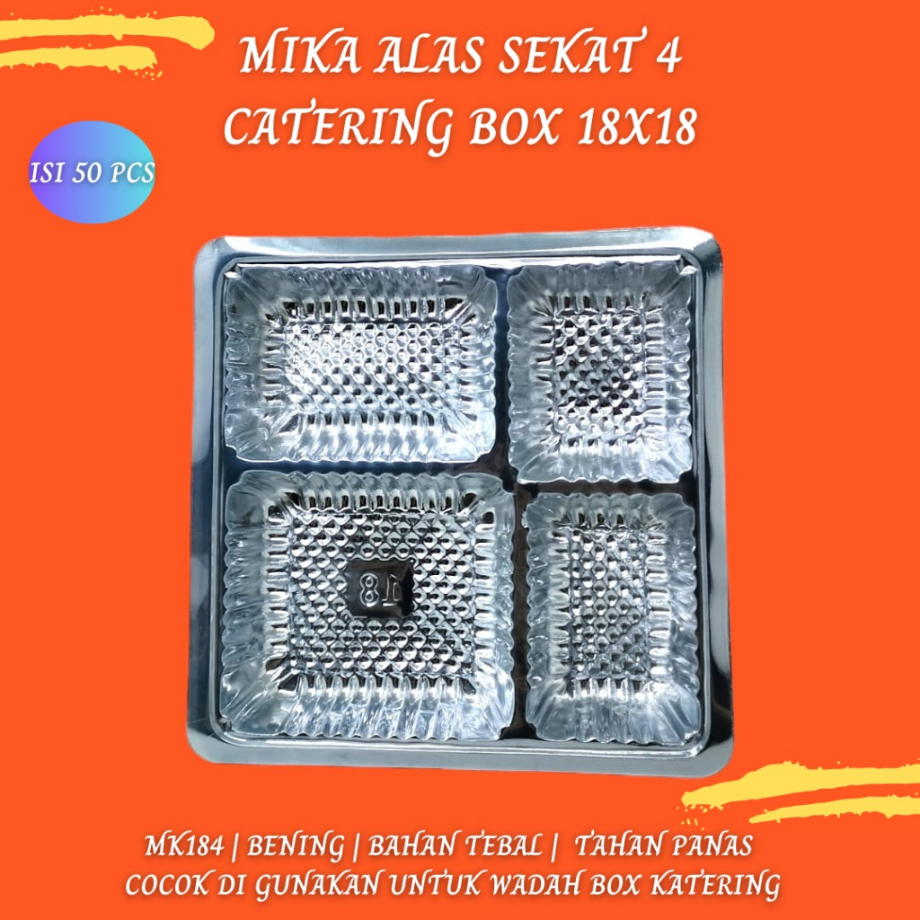 Mika Plastik Sekat 4 Size 18X18 Alas Mika (Isi 50 Pcs-MK184)