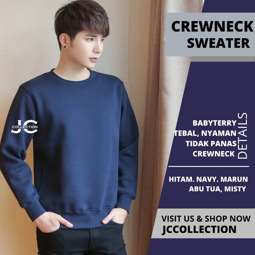 Sweater Pria Big Size 3XL O Neck Babyterry Obed Korean Style Sweater Fashion - JCCollections