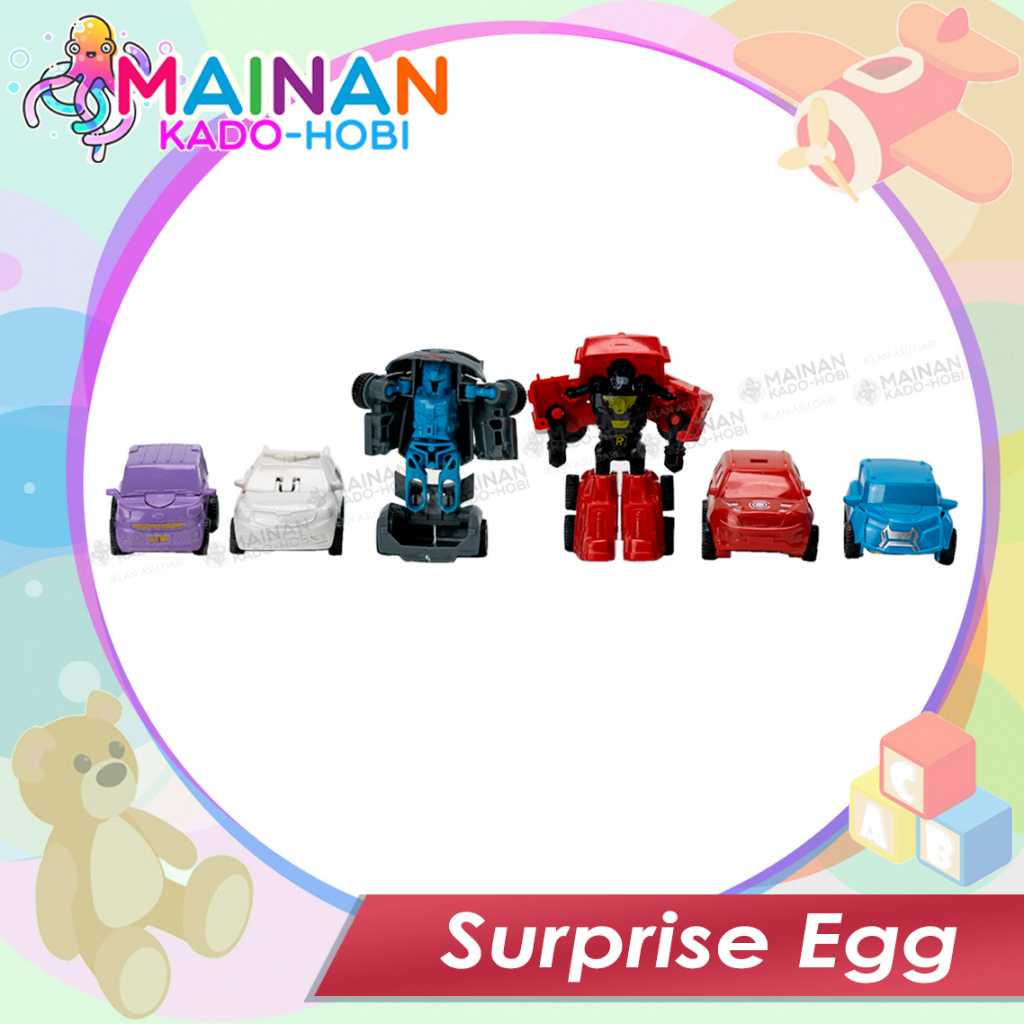 MAINAN SENSORIK ANAK SURPRISE EGG TELUR KARAKTER DEFORMED MOBIL ROBOT