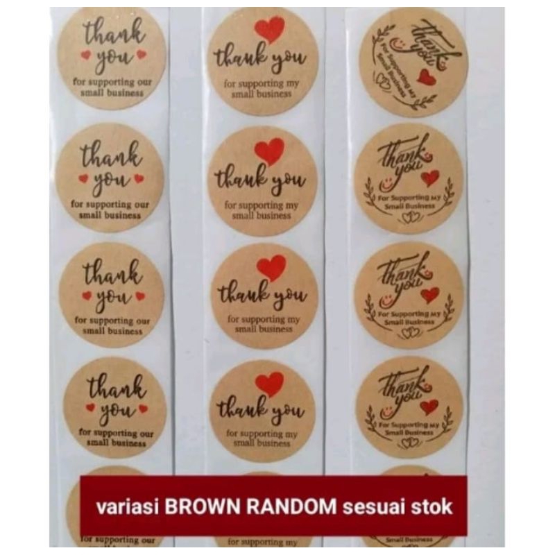 

100 pcs stiker Thanks you berbagai variasi ukuran 2,5cm