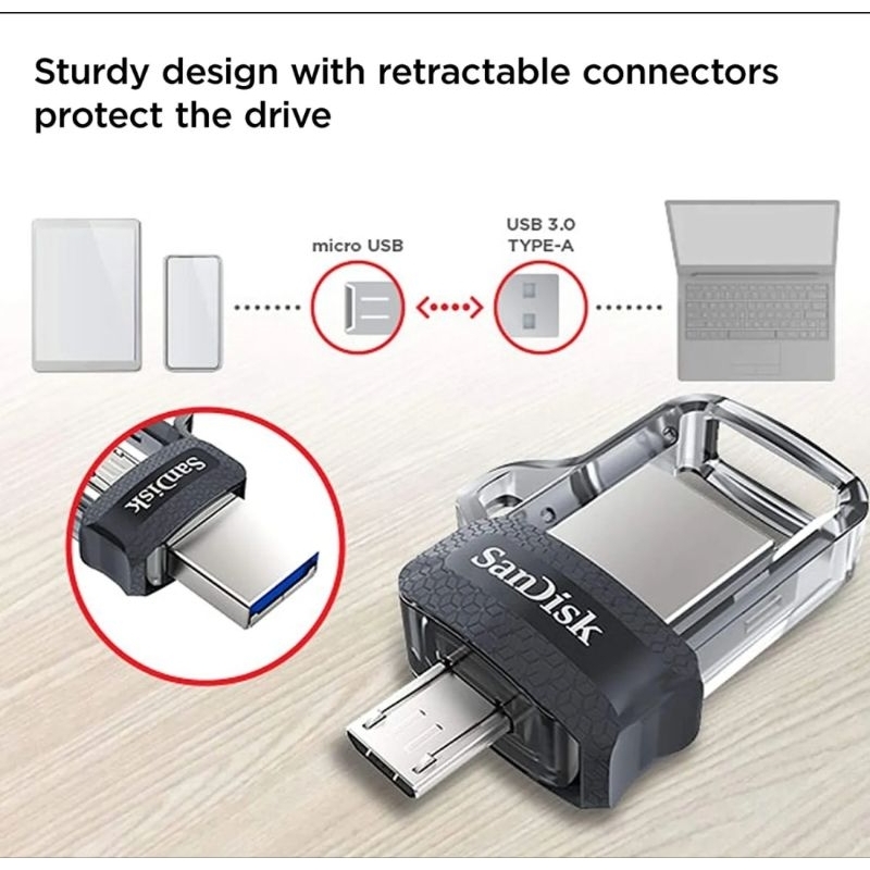 Sandisk Flashdisk Otg Micro 32gb 64gb 128gb 16gb M3.0- Usb Flashdisk Sandisk Dual Drive Usb Otg Micro M 3.0