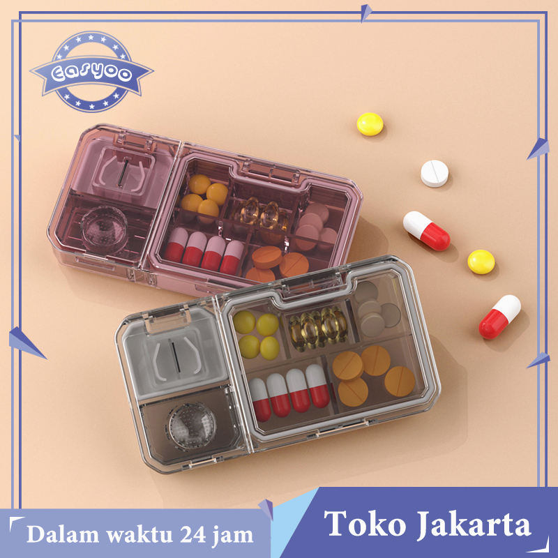 Promo Tempat Obat Kotak Penyimpanan Portable Alat Pemotong Obat / Alat Pemotong Obat Tablet Tablet