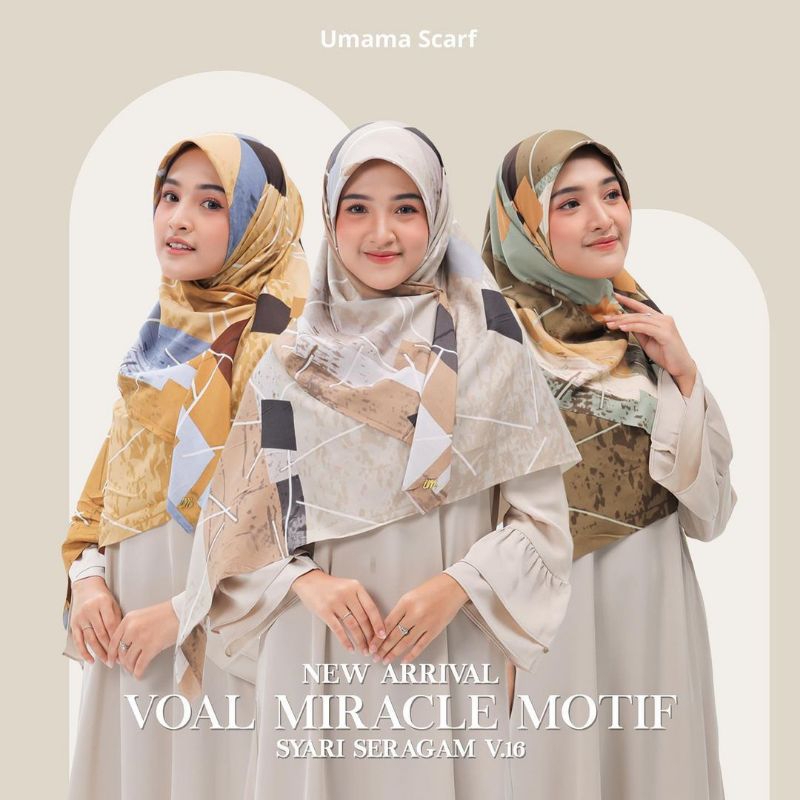 Umama - Voal Miracle Syar'i Print Metal Logo Kerudung Motif Segi Empat Umama Scarf Original