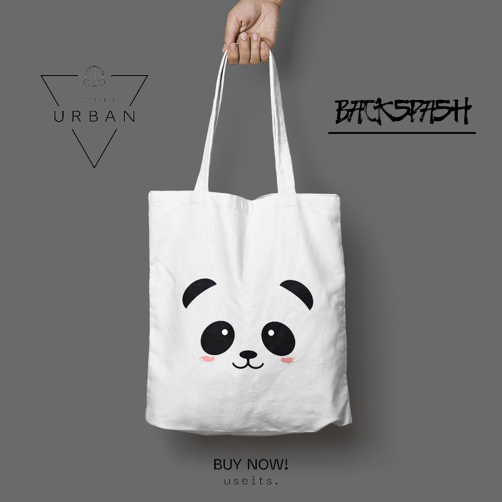 Tas Totebag Kartun Kucing Panda Anjing Wanita Pria