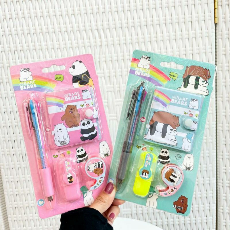 

4 in 1 Set alat tulis mini beruang We bare bears