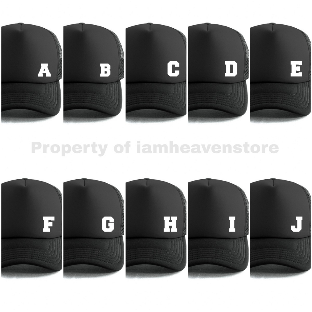 Topi Jaring Trucker Hat Abjad Huruf Teks Alphabet Inisial A B C D E F G H I J K L M N O P Q R S T U V W X Y Z