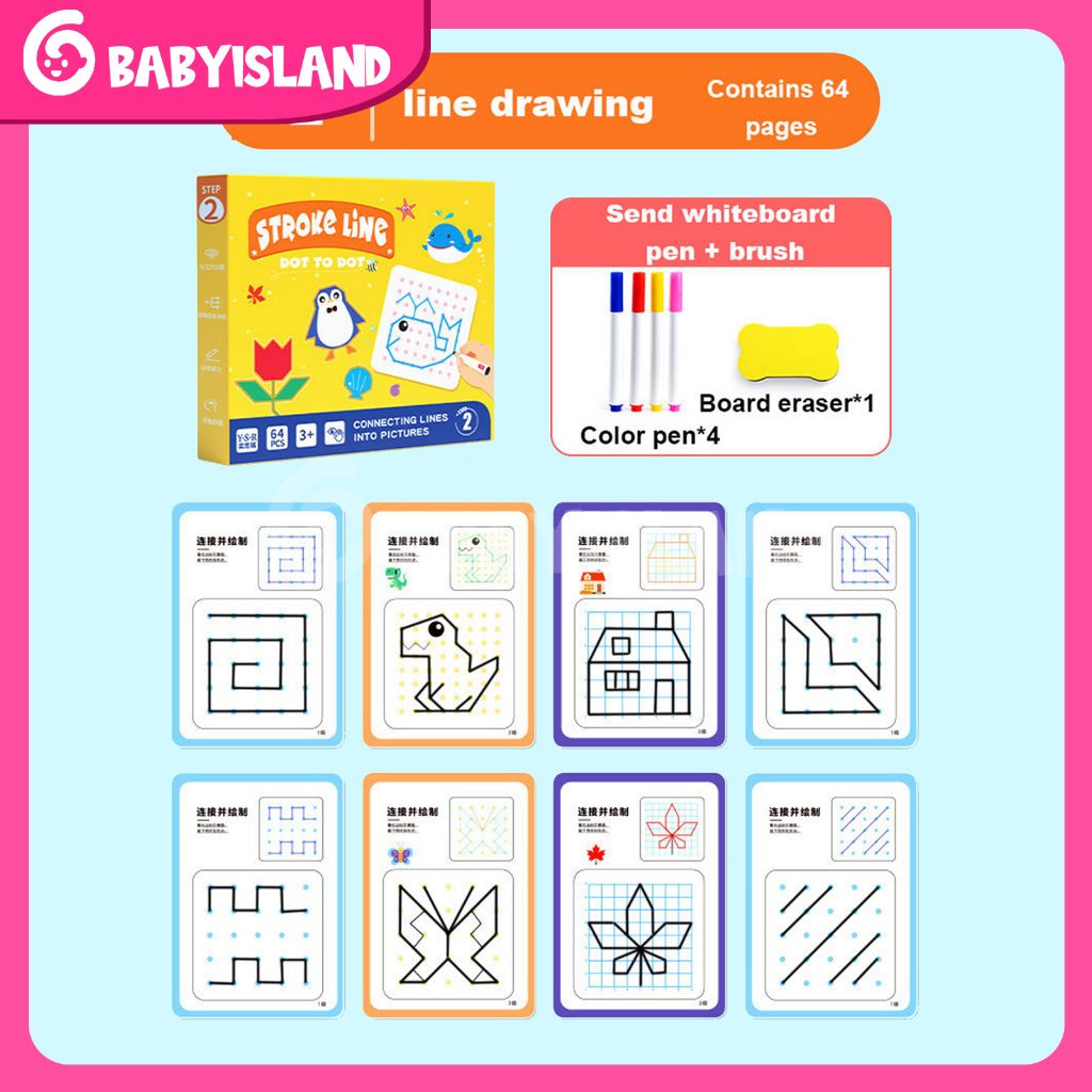 Reusable MAGIC WORKBOOK Dot To Dot Wipe And Clean book activity Belajar Menulis Angka Garis Preschool Nursery Activity Book