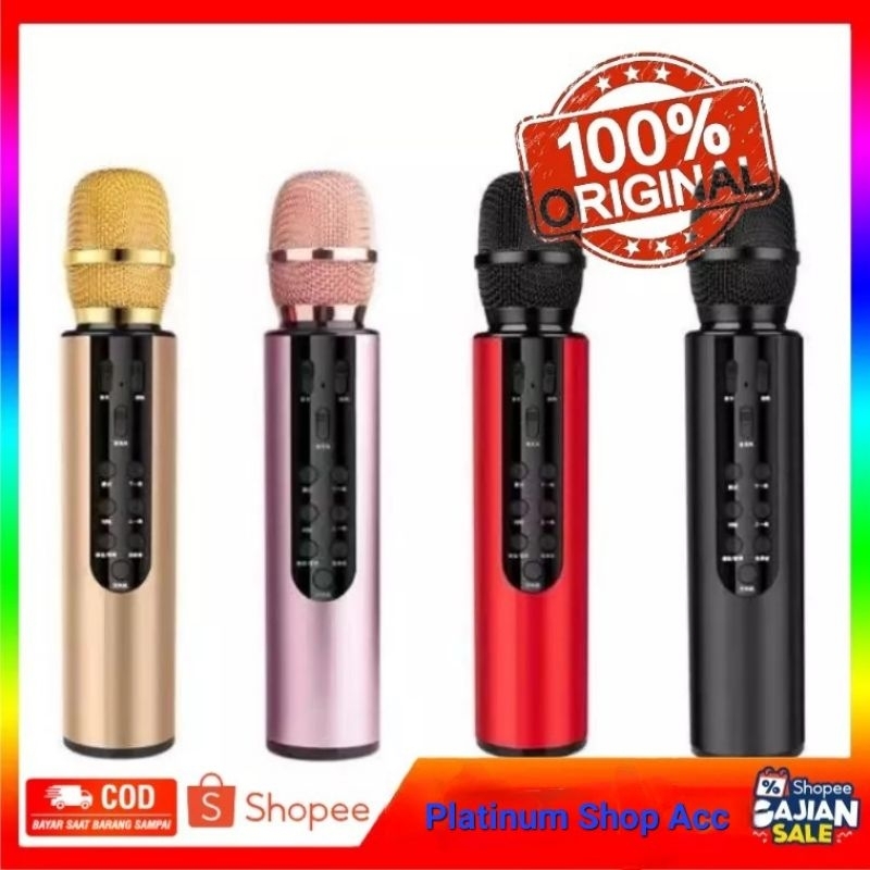 Mic bluetooth Original K5 Dual Speaker Karaoke Microphone wireless M6 KTV Player Smule Mikrofon Duet Super Bass