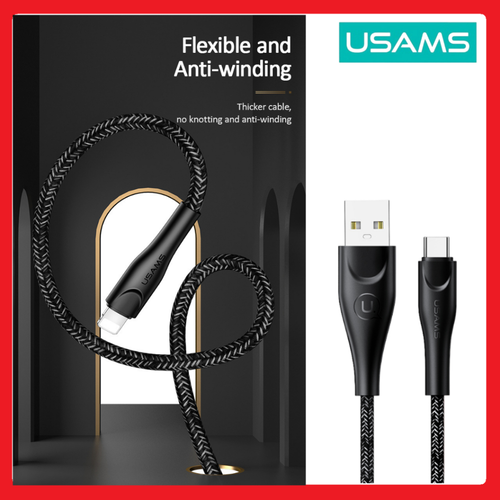 USAMS U41 Kabel Data USB Lightning Kabel Charger Iphone Lightning 2A