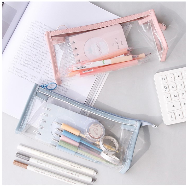 Tempat Pensil Transparan Tepak Pensil Alat Tulis Zipper Pouch Pencil Case Anak