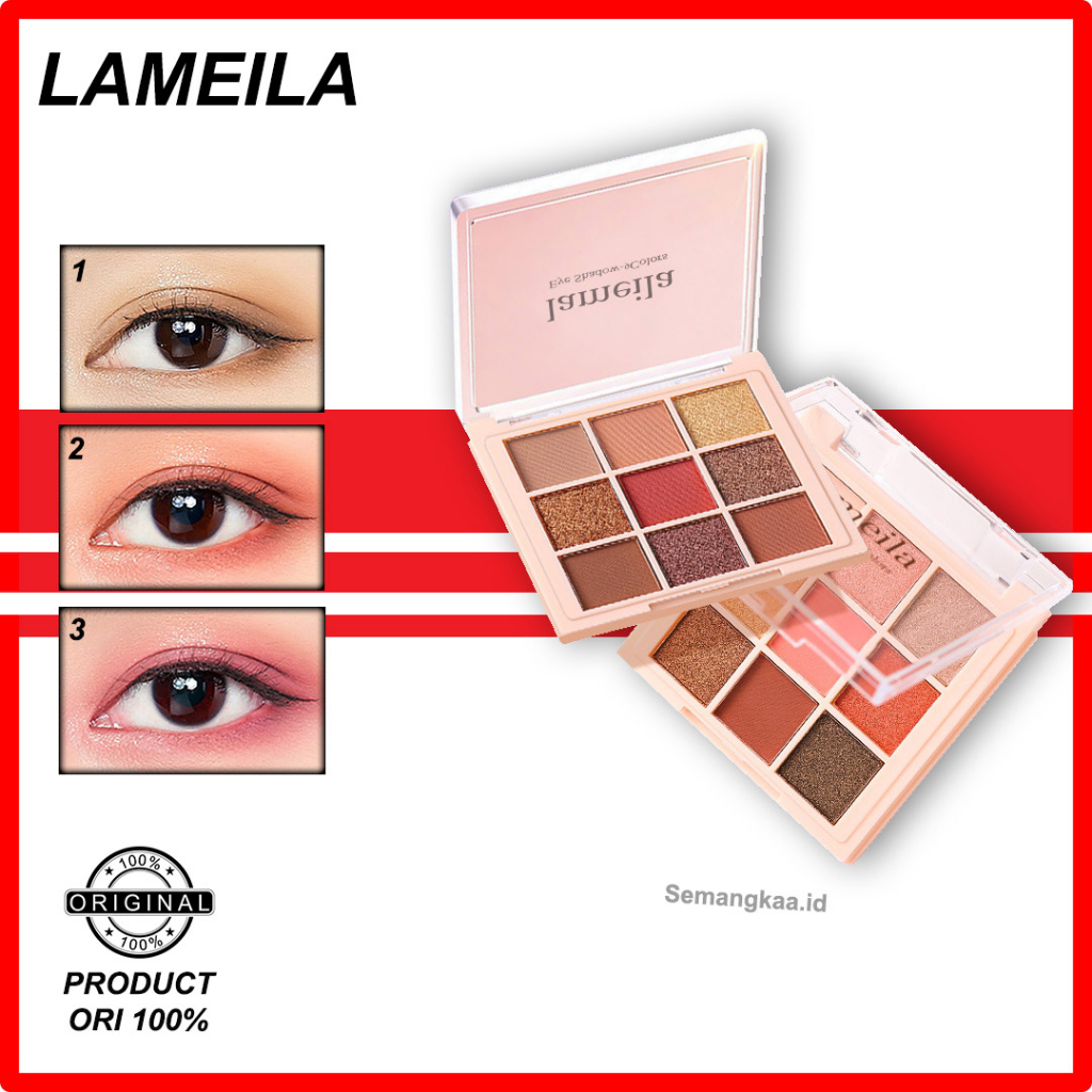 Lameila Eyeshadow Ada 9 Warna Tahan Lama Gratis kuas LA209