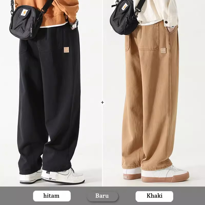 Celana panjang pria korean style celana cargo panjang celana hitam pria loose lurus pants celana panjang cowok celana santai oversize celana boyfriend jogger dasar2023