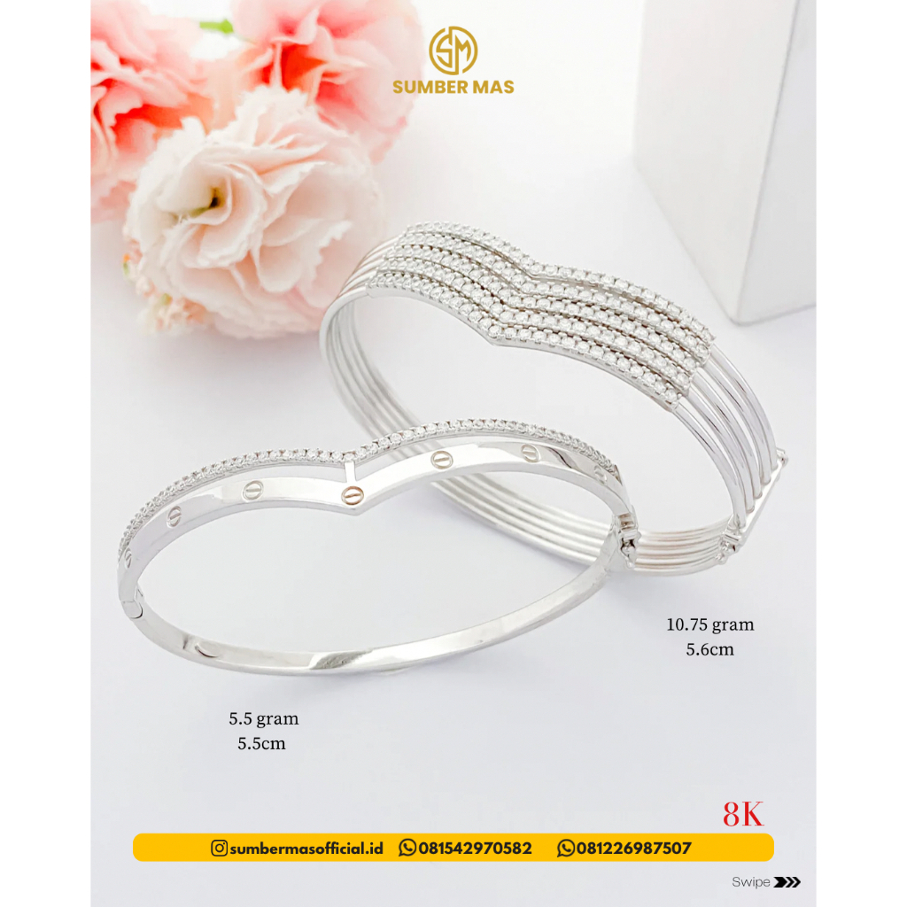 GELANG KOLONG WHITE GOLD FASHION 8K - SUMBER MAS