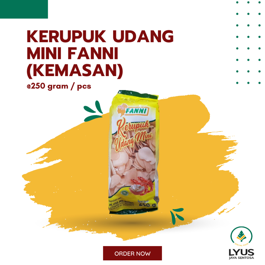 

Kerupuk / Krupuk Udang Mini Fanni @250g (kemasan)