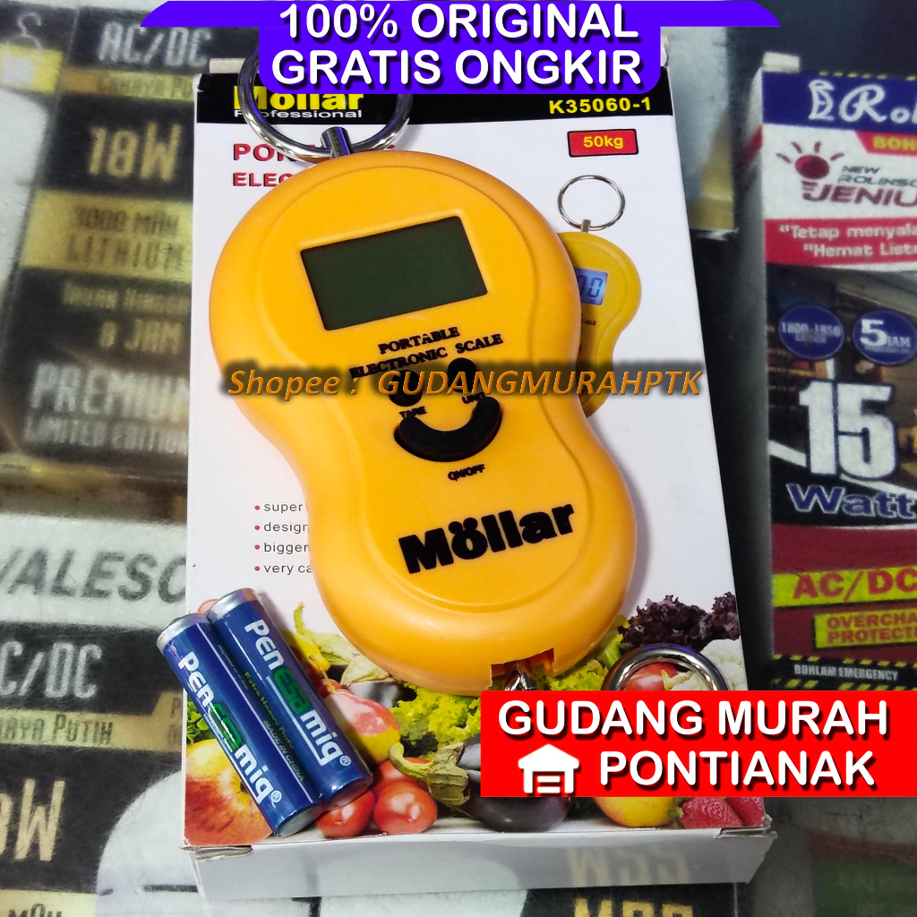 TIMBANGAN GANTUNG MOLLAR 50KG KUALITAS ATAS bukan timbangan murahan TIMBANGAN KOPER GANTUNG DIGITAL SCALE PORTABLE 50kg 50 kg MOLLAR