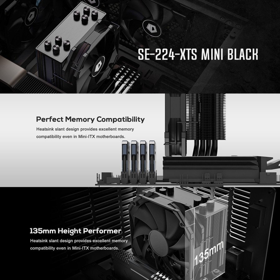 HSF ID-COOLING SE-224-XTS MINI BLACK 120MM AIR CPU Cooler Intel / AMD