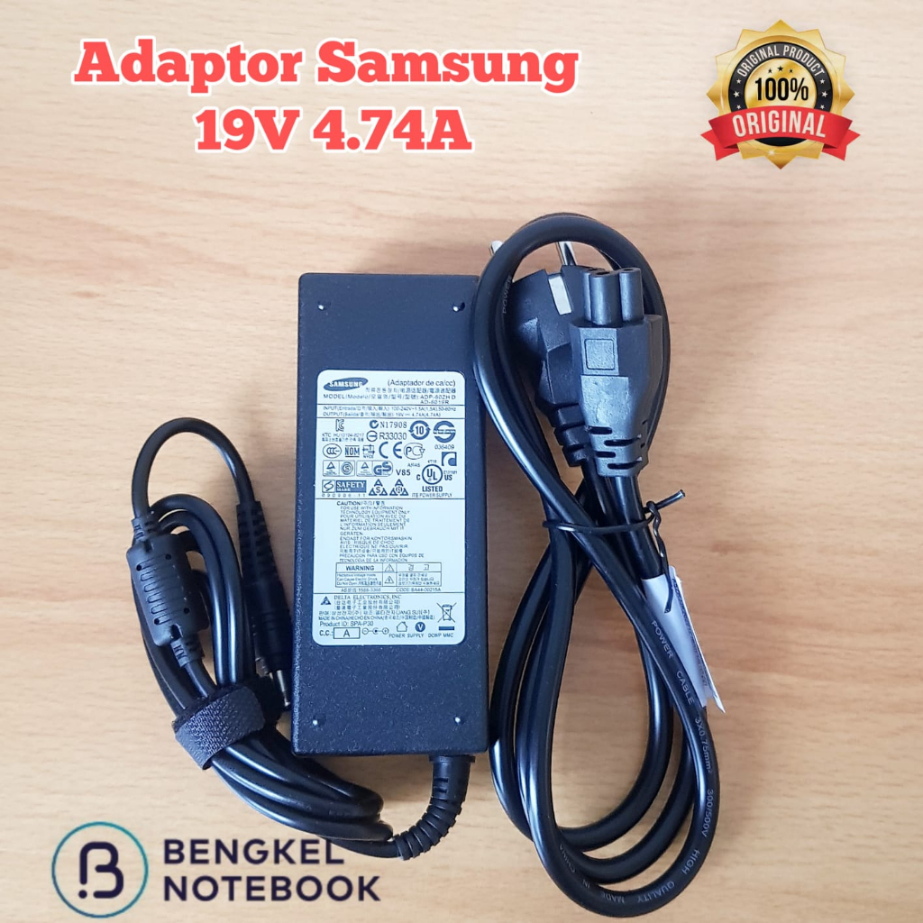 Adaptor / Charger Laptop Samsung 19v 4.74a 90Watt (Pin) Original