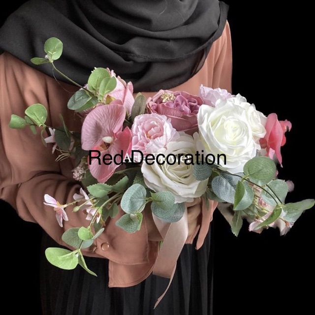 Buket Bunga Pengantin Mawar Anggrek Lilac Violet Purple Wedding Handbouquet Rose Orchid Artificial