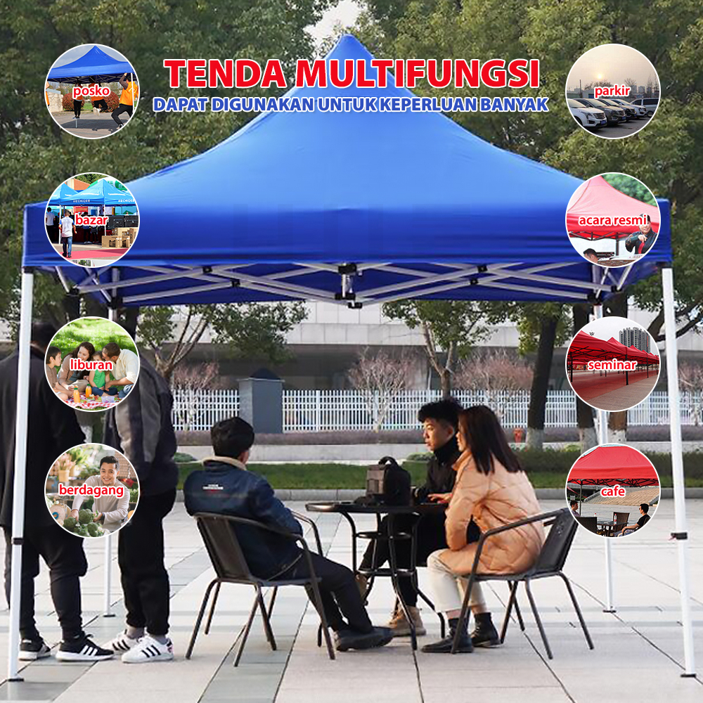 HUGO Terpal Atap Tenda Lipat 2x2 2x3 3x3 3x4,5 m Tebal Bahan Kain Polyester Oxford 600D Anti Air / Panas