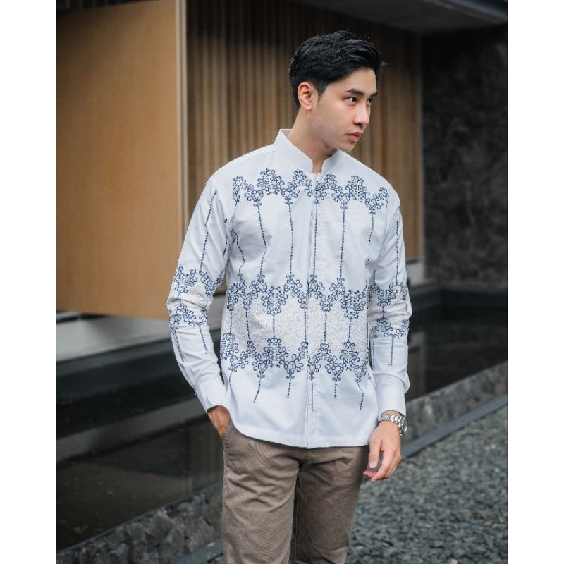 Kemeja Bordir Pria NUC.ID Karim 01 (Putih)
