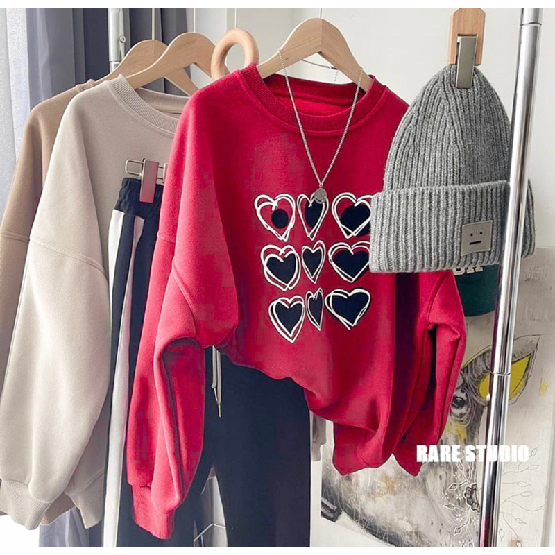 MINI LOVE SWEATER OVERSIZE OBLONG CREWNECK WANITA