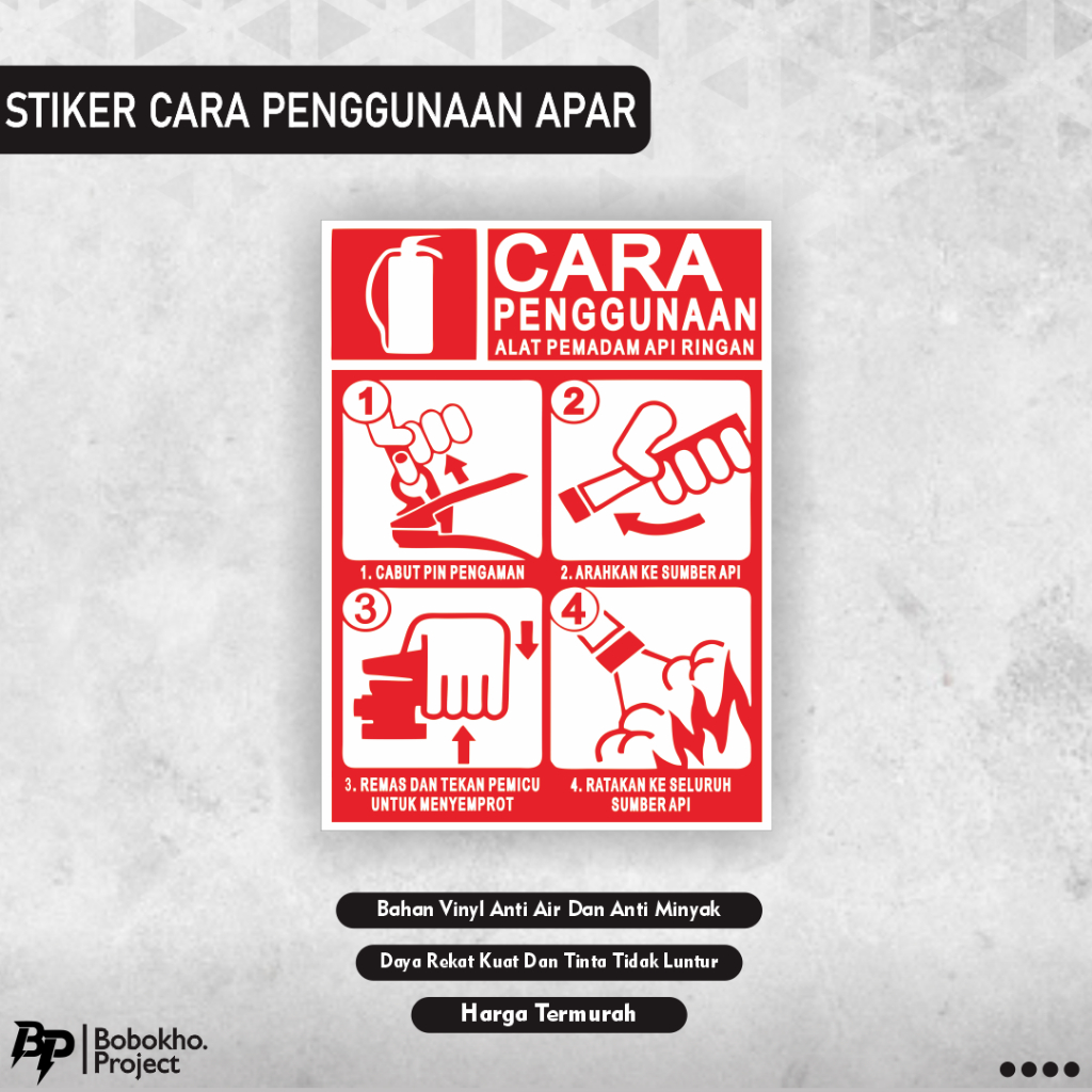 

Sign stiker cara menggunakan apar / stiker cara penggunaan apar / stiker apar / stiker alat pemadam kebakaran