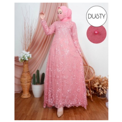 GAMIS MAXI VILANO- ADA TALI BELAKANG-GAMIS BRUKAT TILE- GAMIS TILE TUTU