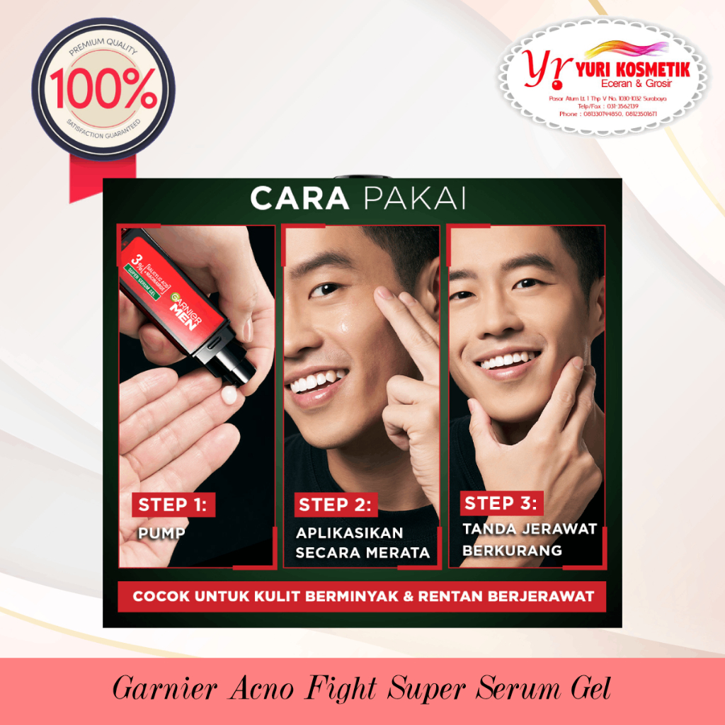 Garnier Men Acno Fight Super Serum Gel 30ml - Salicylic Acid &amp; Niacinamide untuk Kulit Berjerawat