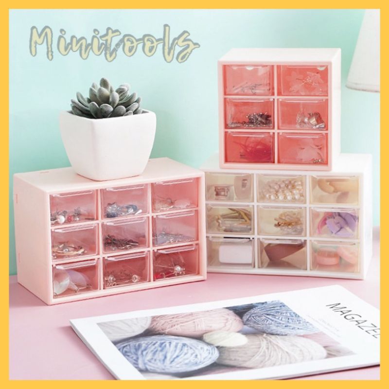 FREE STICKER Laci Mini 6 Sekat / Kotak Laci Mini 9 Sekat Import / Kotak Perhiasan / LC-001