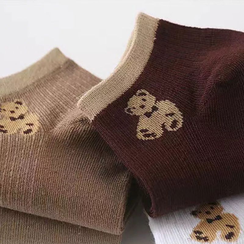 KAOS KAKI WANITA MOTIF BONEKA BERUANG COKLAT FASHION STYLE HARGA MURAH NYAMAN DIPAKAI