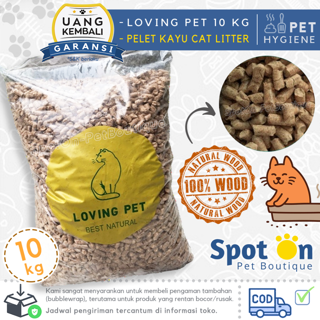 (Gojek) Wood Pellet Organik 10kg Loving Pet | Pelet Kayu Lovingpet 10 kg Kucing Kelinci Hamster | Pasir Kucing