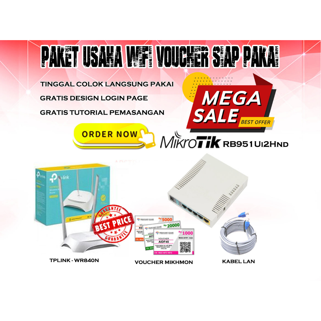 Paket Usaha Wifi Rb951ui-2Hnd Full setting Voucheran