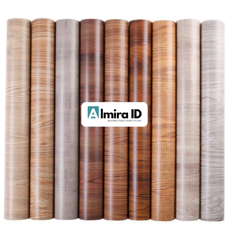 (COD)Wallpaper Sticker Dinding Motif Kayu Marmer Serat garis dan kombinasi 1 rol ukuran 8-9 meter x 