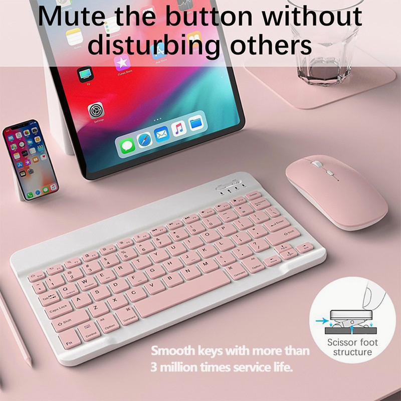 【COD】Ponsel Keyboard Dan Mouse Portabel Type-C/Micro-Usb Kabel Keyboard dengan Braket Penutup Kulit PU Kompatibel dengan OTG Vivo OPPO Ponsel Android