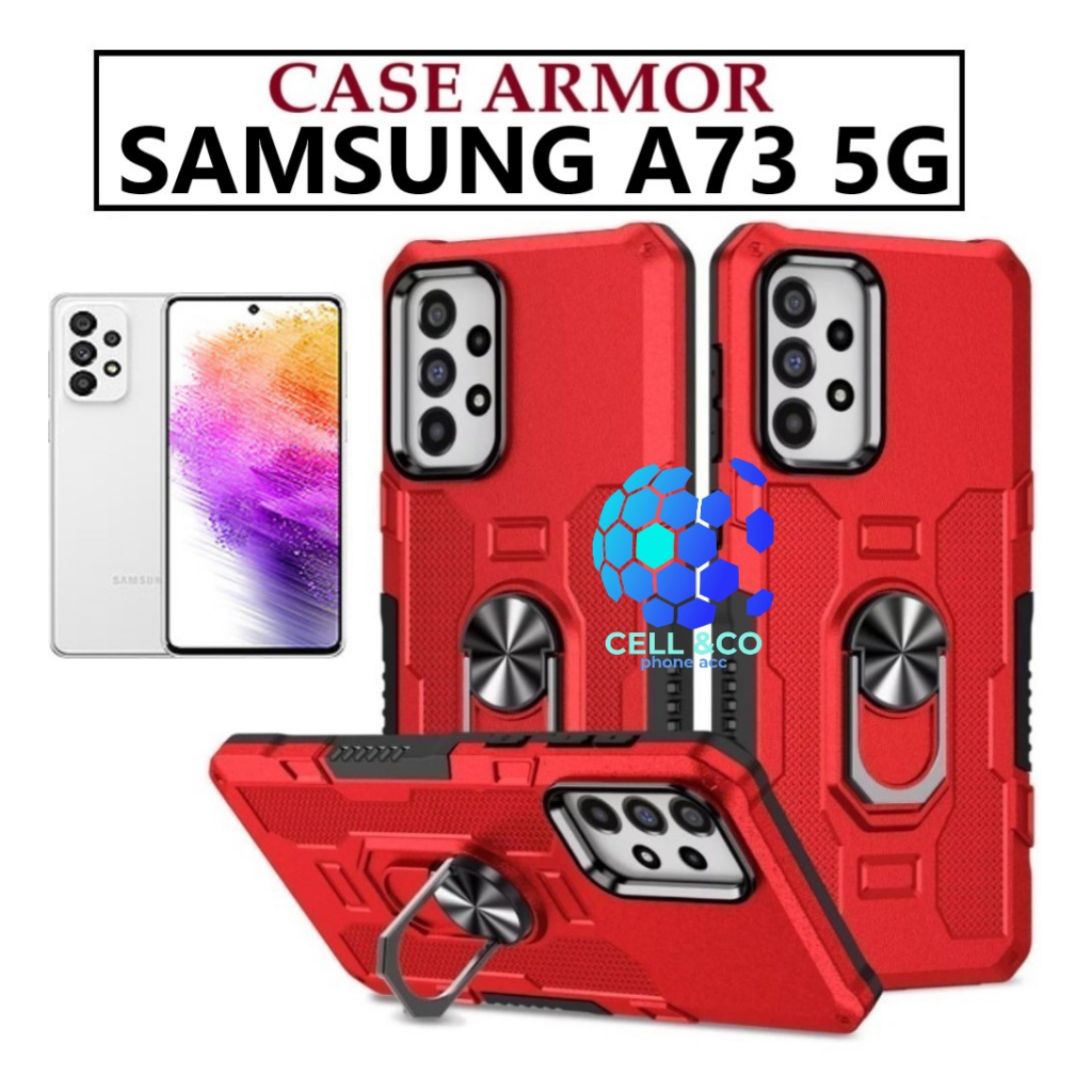 Case Armor SAMSUNG GALAXY A73 5G Iring Cincin Magnetic Kesing Hp Protect kamera Premium Hard Case Standing Robot Pelindung Kamera