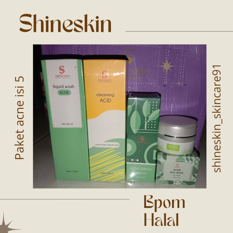 SHINESKIN PAKET ACNE GLOWING ISI 5 AMPUH ATASI JERAWAT