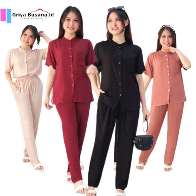 New Fashion Refina Basic One Set Adem Ori Premium Nabila Salsabila High Quality Setelan Kemeja Kerja Formal Sk09 Wanita Polos Korean Style Busui Kekinian Jumbo Lengan Panjang Kekinian Terbaru Casual Elegan Grosir Import Premium Remaja Style Hijab Muslim