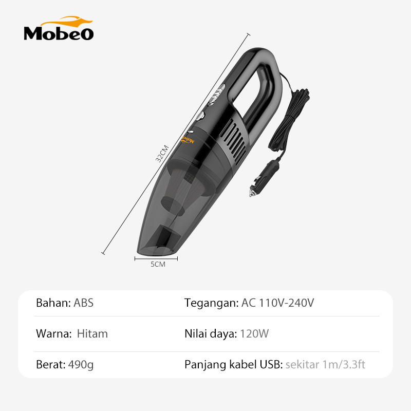 (Terlaris) Mobeo Car Vacuum Cleaner Penyedot debu mobil - Hitam