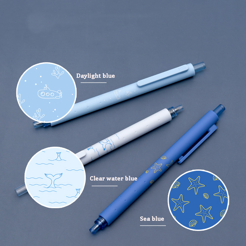 KACO ROCKET Pena Pulpen Gel Marine Pen 0.5mm Tinta Hitam 3 PCS - K1028 - Blue