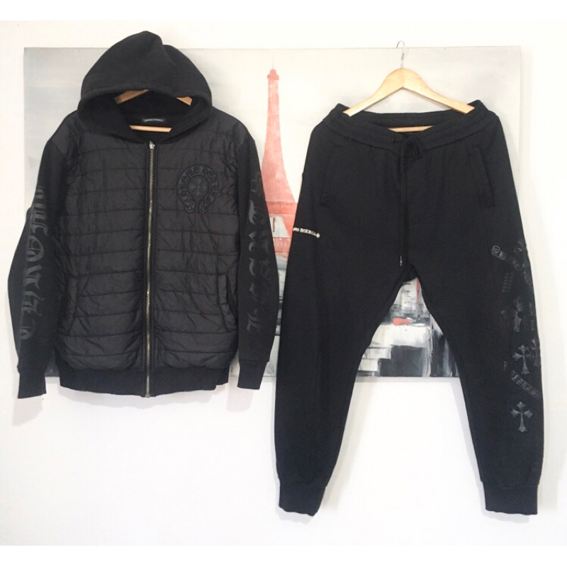 Chrome Hearts Set ( Jacket + Jogger) Black on Black / Second