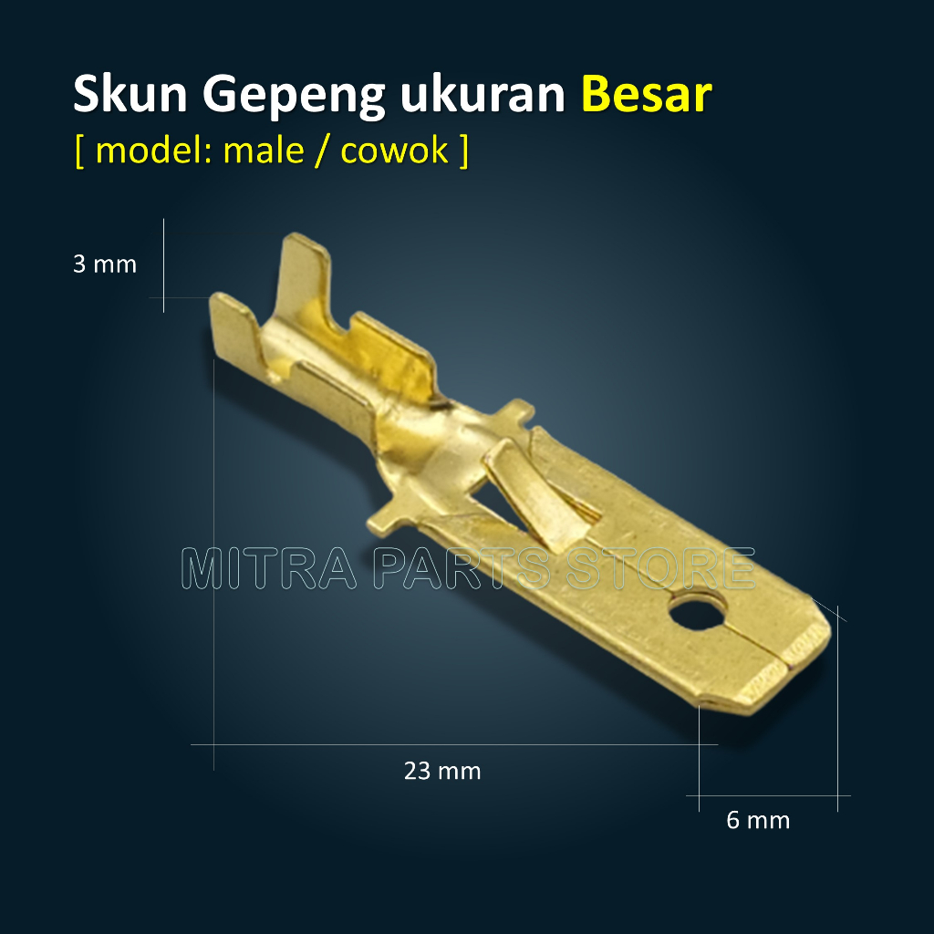 Skun Kabel Motor 25 SET model Gepeng Garis COWOK CEWEK BESAR dengan Karet COVER