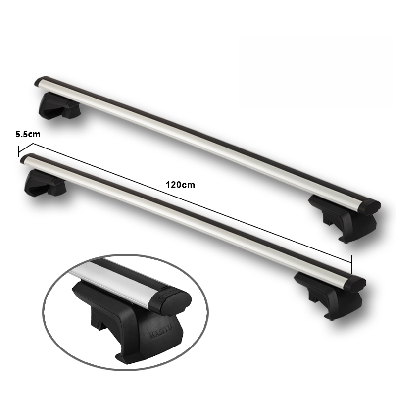 2 Pcs Cross Bar Kaki Rak Mobil Mobil Universal Jepit Body Geser/Tinggi/Crossbar Jepit Roofrail Mobil / Kaki Rack Universal/120CM Rak Atap Mobil Tahan Air Top Bag Storage Bagasi Penopang Untuk SUV Roof Rack Auto