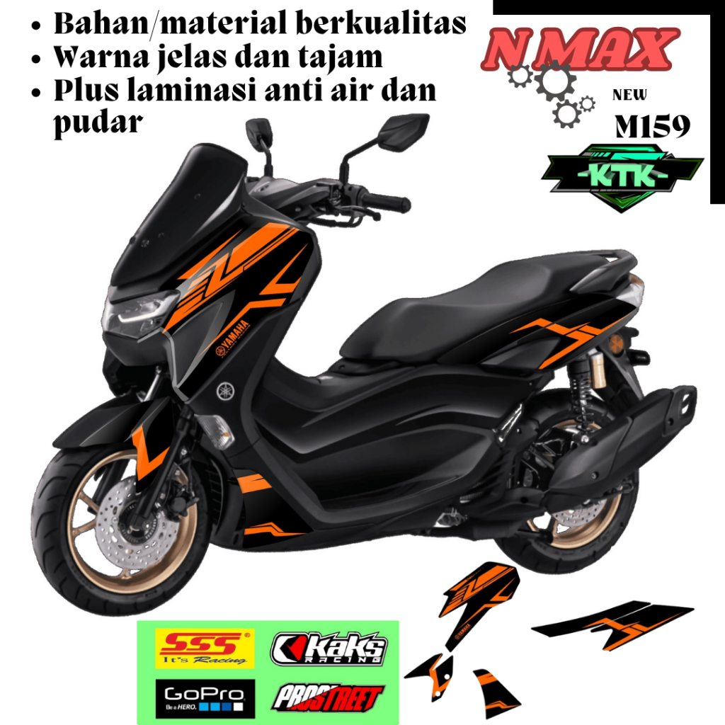 Stiker Decal Sticker Striping Motor Matic NMAX NEW KODE M159 Lis Variasi Satu Set Kanan Kiri Semi Fu