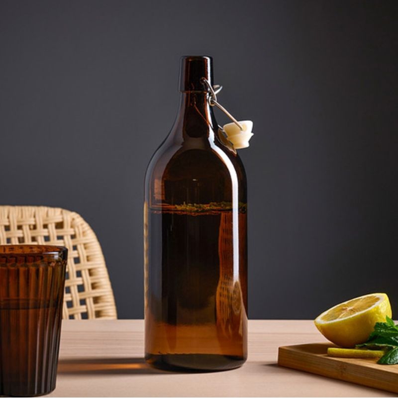 BOTOL KACA  KORKEN COKLAT 1 LITER