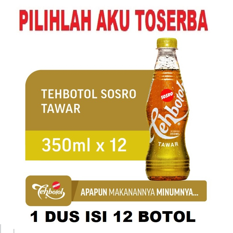 Teh Botol Sosro TAWAR PET 350 ml - ( HARGA 1 DUS ISI 12 botol )