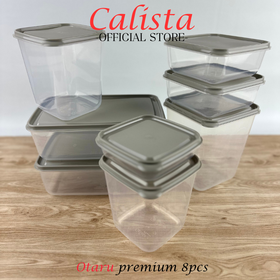 TOPLES PLASTIK BENING CALISTA OTARU PREMIUM TRANSPARANT KULKAS 8PCS WADAH KOTAK PENYIMPANAN MAKANAN FOOD CONTAINER FOOD PREPRATION STORAGE KULKAS TOPLES KUE KERING LEBARAN SET