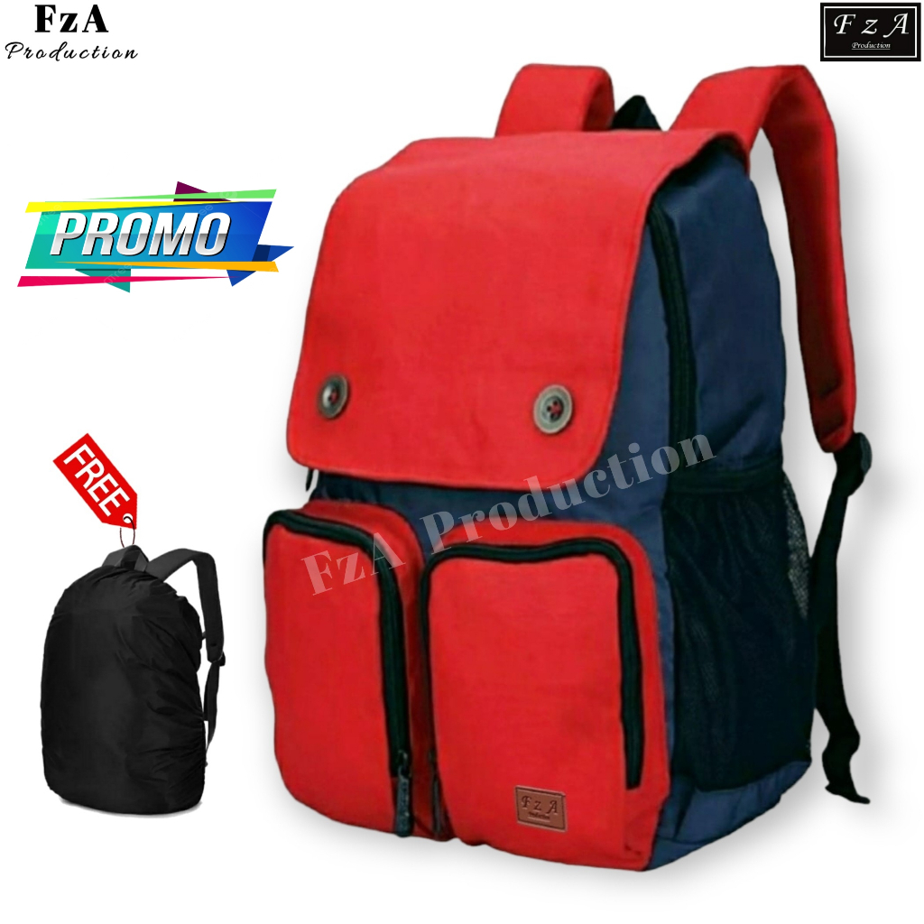 FzA Official -Tas Ransel anak laki laki - Tas Ransel Anak Sekolah - Tas Ransel Sekolah anak laki-laki anak perempuan Backpack Sekolah Anak [ High Quality ] - Red Kids FREE Raincover